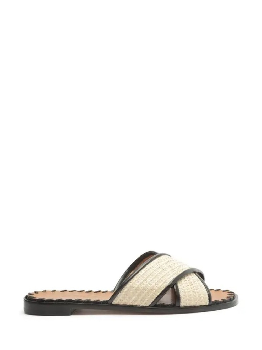 SCHUTZ ALITIA CRISSCROSS SLIDE SANDAL IN PLATINA | SLIGHTLY USED WITH DEFECT